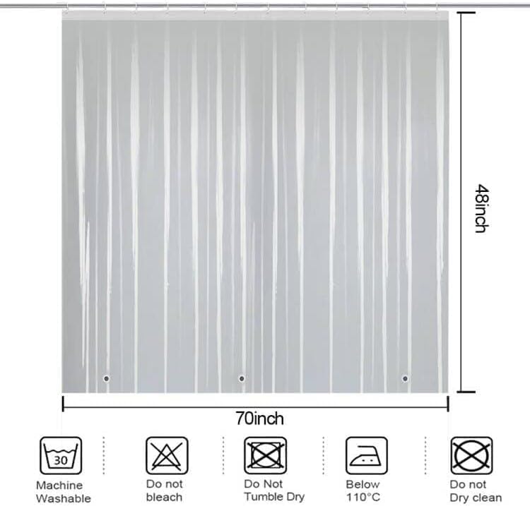 Clear Short PEVA Shower Curtain Liner