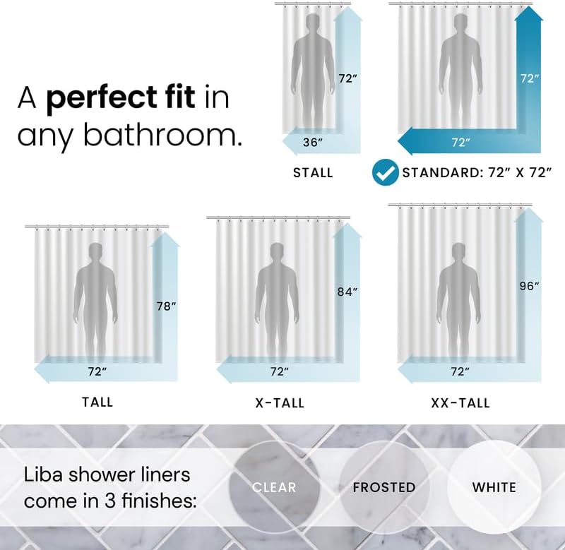 2-Pack White PEVA Shower Curtain