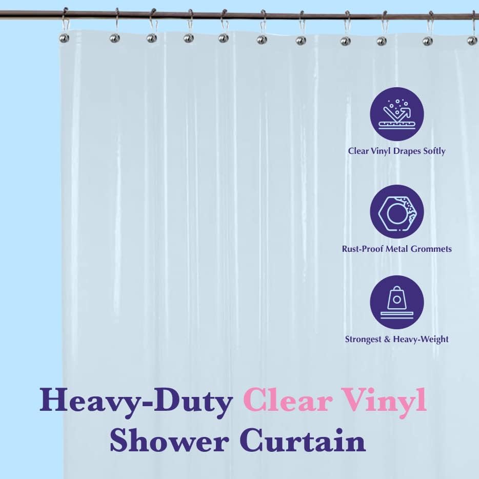 Clear Heavy-Duty Vinyl Shower Curtain Liner