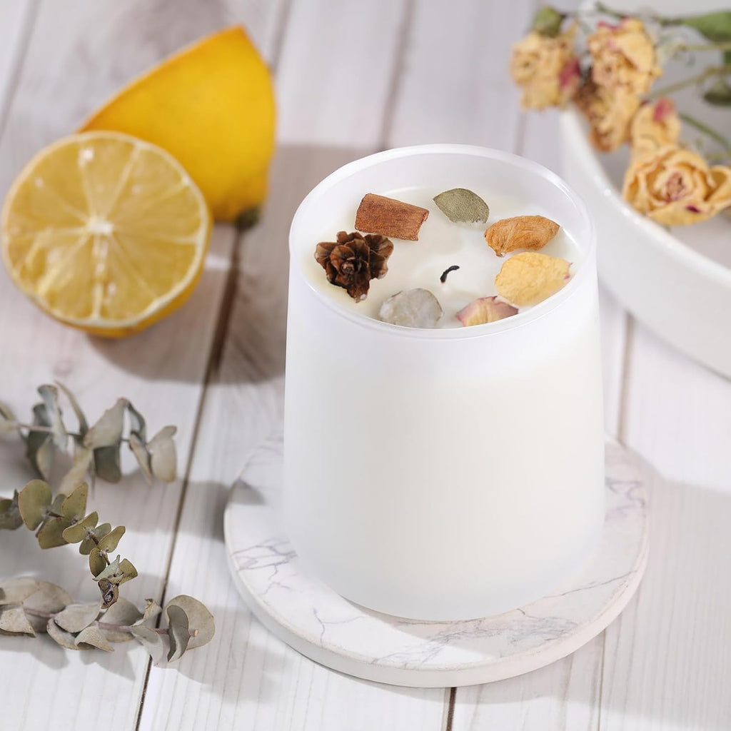 12 Pack Matte White Glass Candle Jars