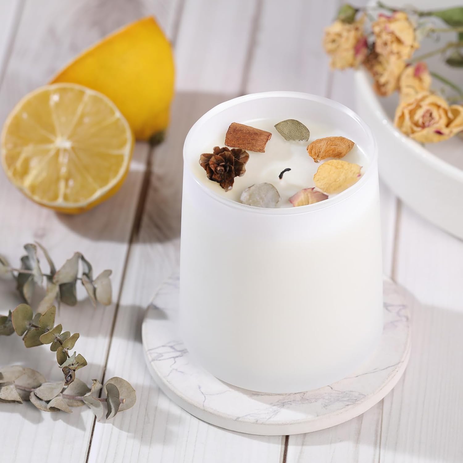 12 Pack Matte White Glass Candle Jars