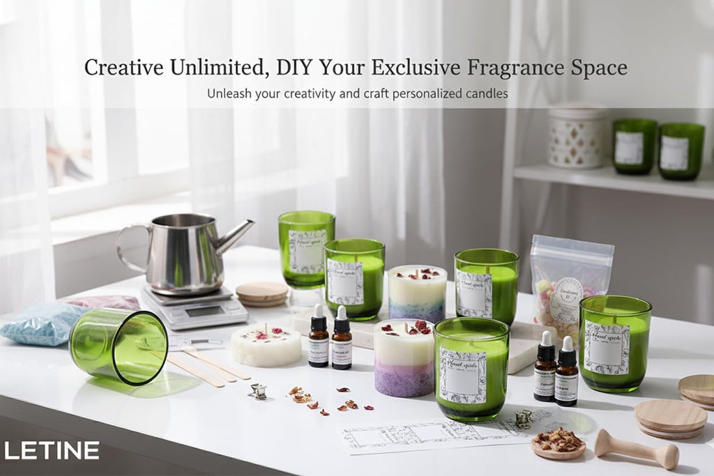 12PCS Premium Green Glass Candle Jars Lids