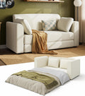 White Chenille Convertible Loveseat Sofa Bed