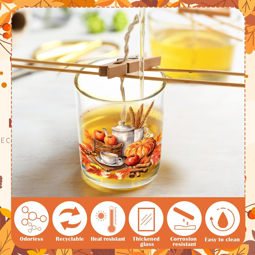 10 Pcs Fall Glass Candle Jars Cork Lids