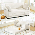 Beige Chenille Convertible Loveseat Sofa Bed