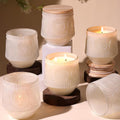 6 Pack Milky White Glass Candle Jars Wooden Lids