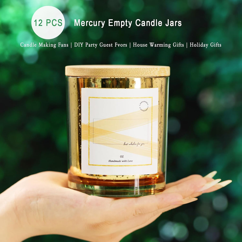 12 Pack Gold Mercury Glass Candle Jars
