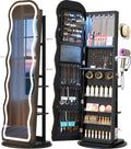 Black Swivel LED Jewelry Mirror Cabinet