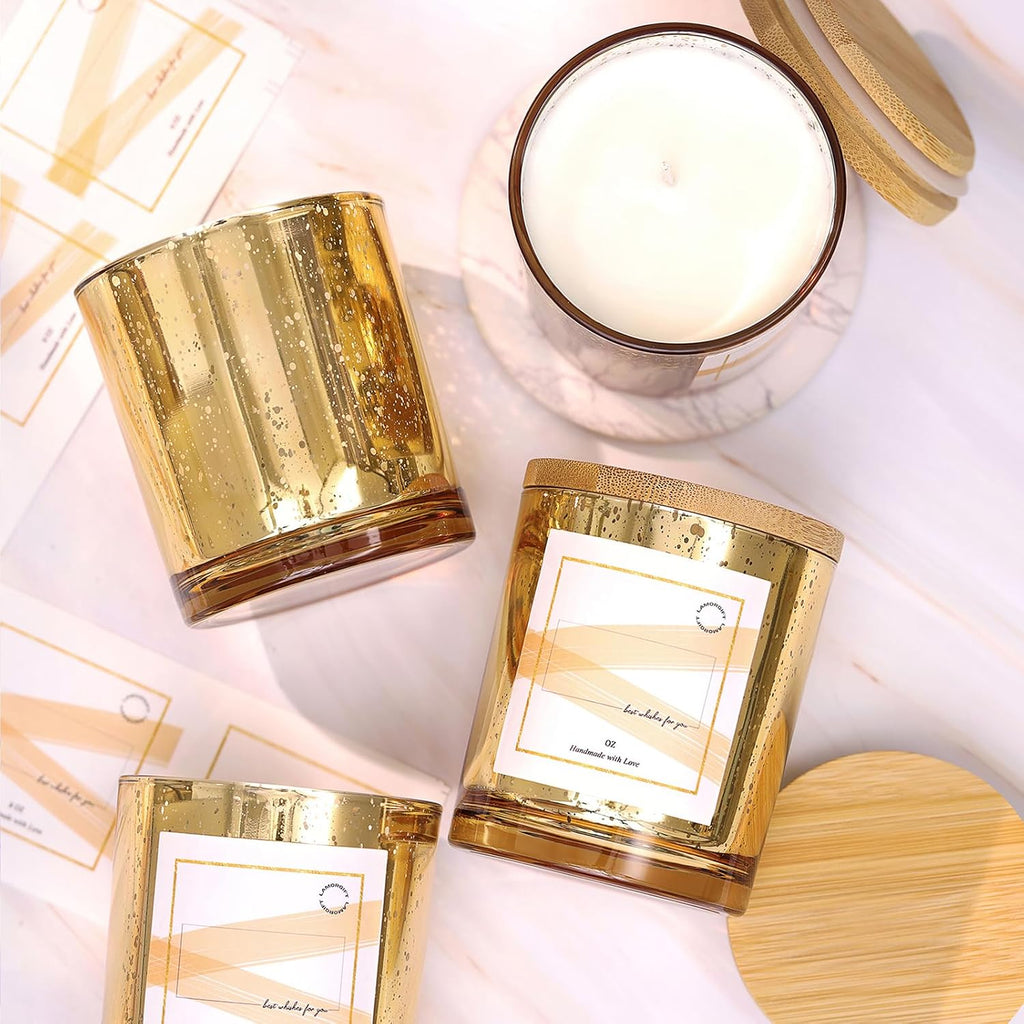 12 Pack Gold Mercury Glass Candle Jars