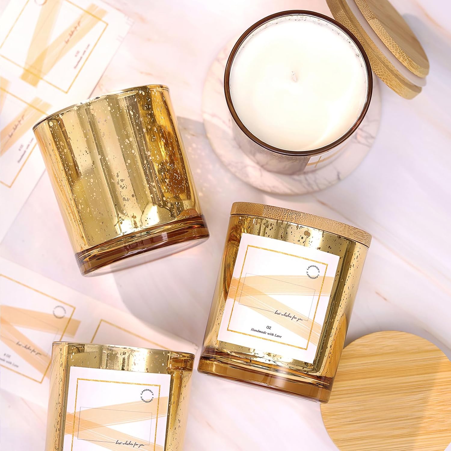 12 Pack Gold Mercury Glass Candle Jars