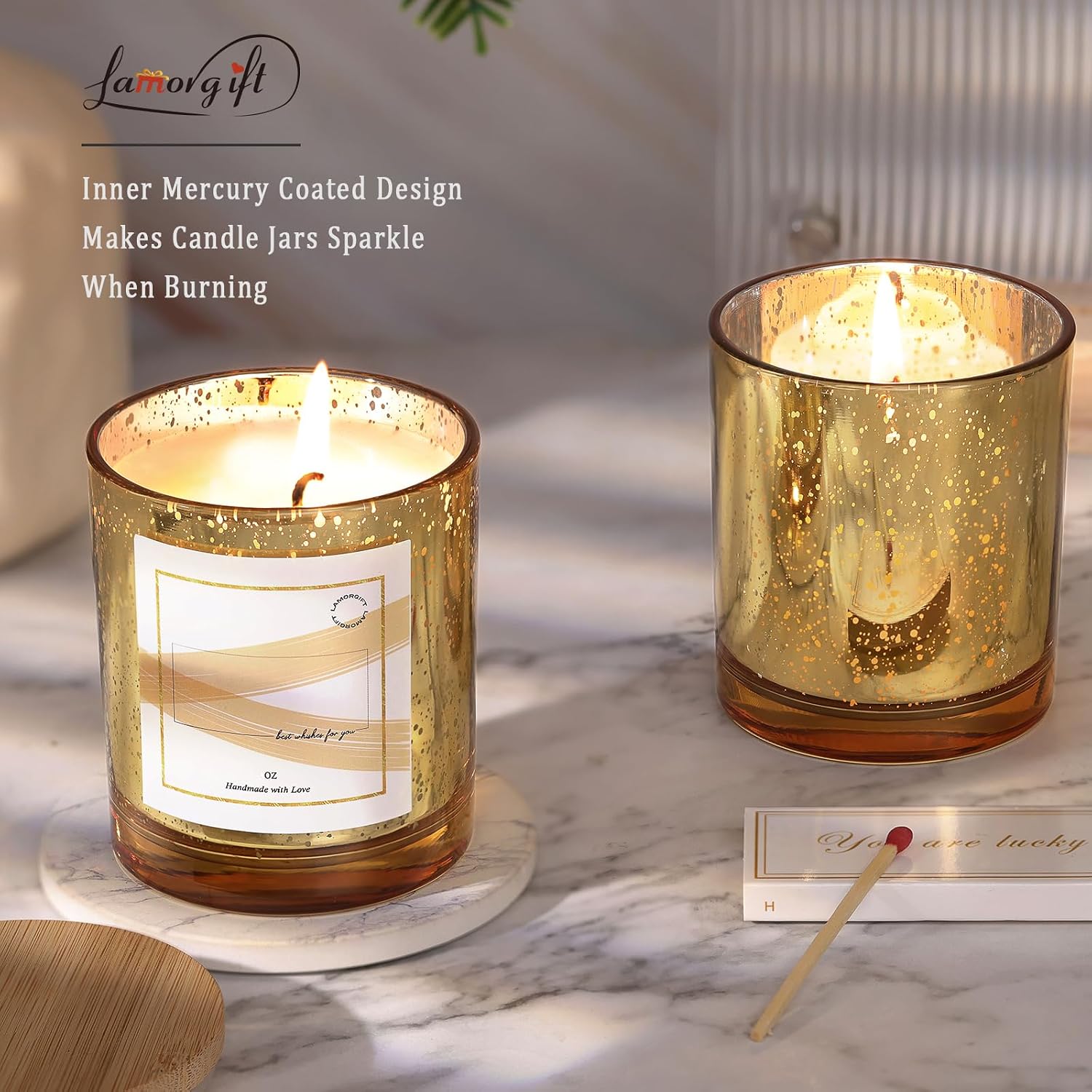 12 Pack Gold Mercury Glass Candle Jars