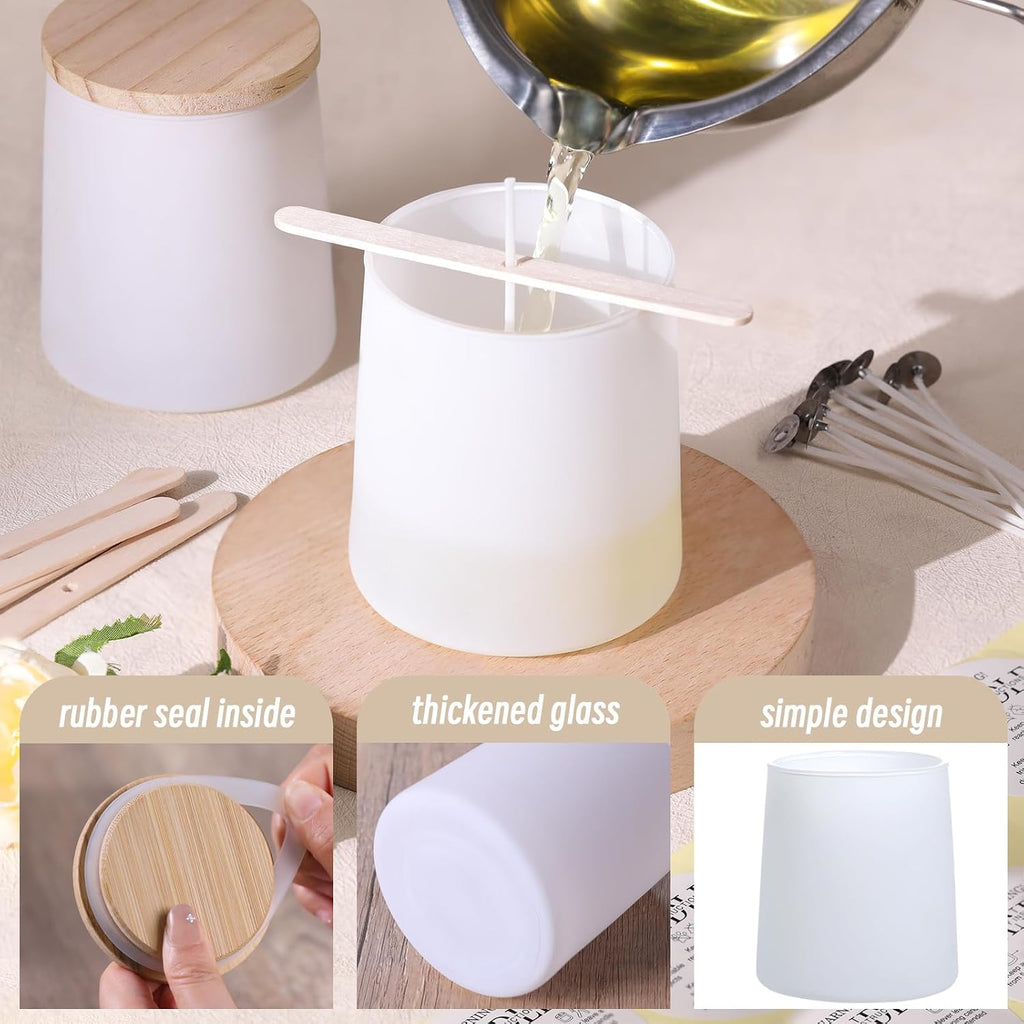 12 Pack Matte White Glass Candle Jars