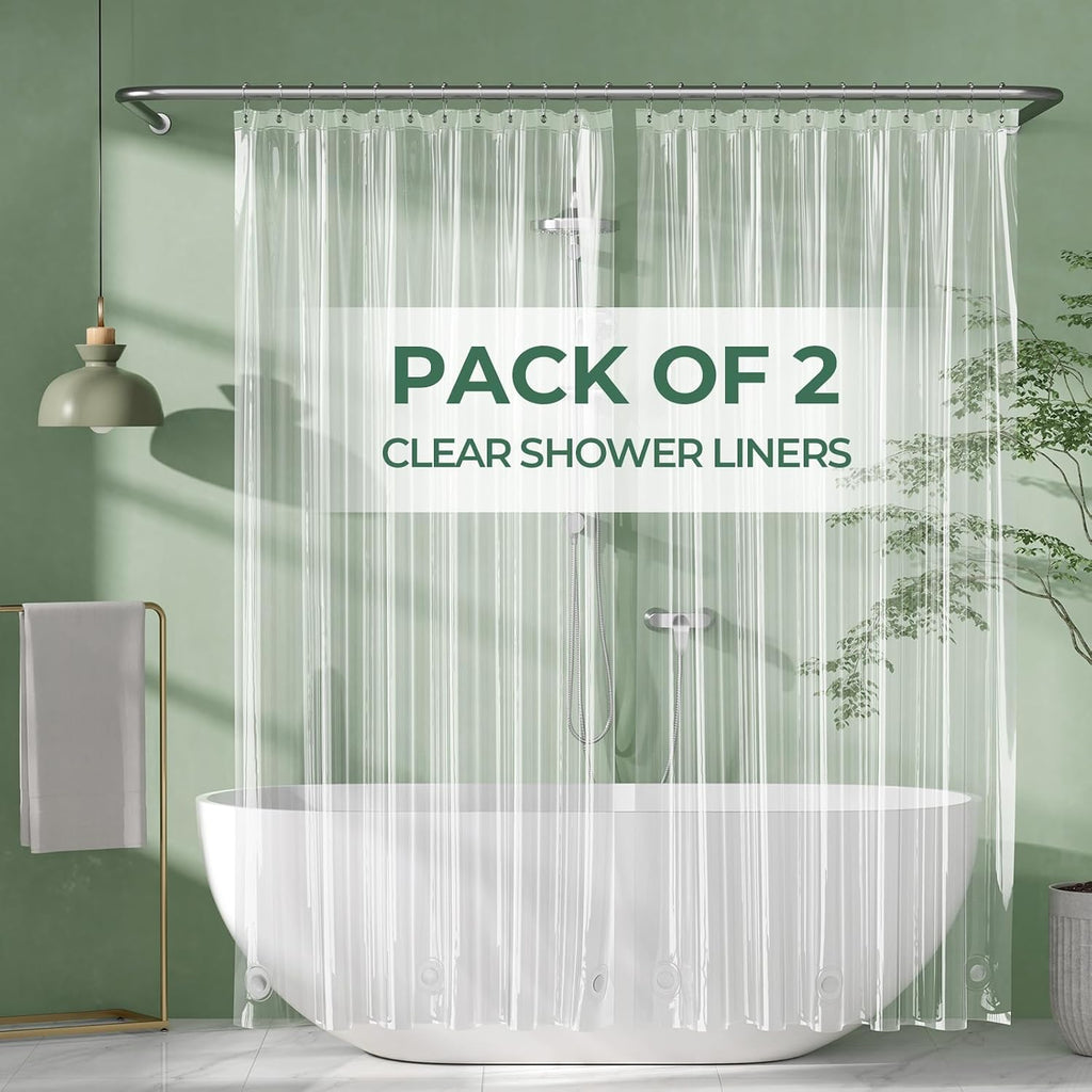 2 Pack Clear PEVA Shower Curtain Liner