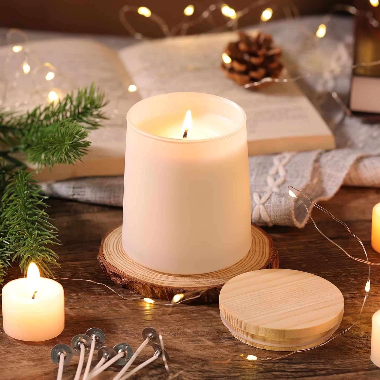 12 Pack Matte White Glass Candle Jars