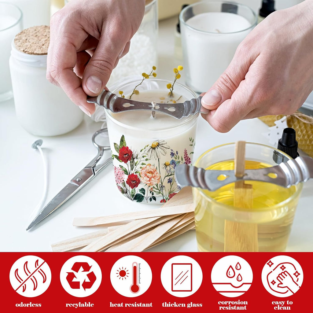 12Pcs Wildflower Empty Candle Jar Wooden Lid