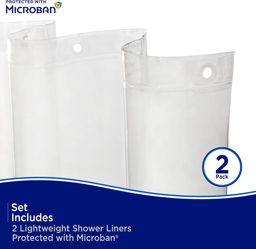 2-Pack Clear PEVA Shower Curtain Liner