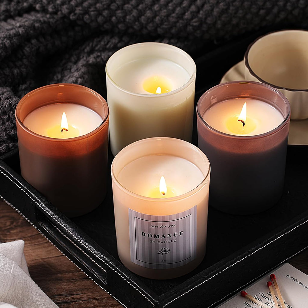 12Pcs Black Glass Candle Jars Bamboo Lids