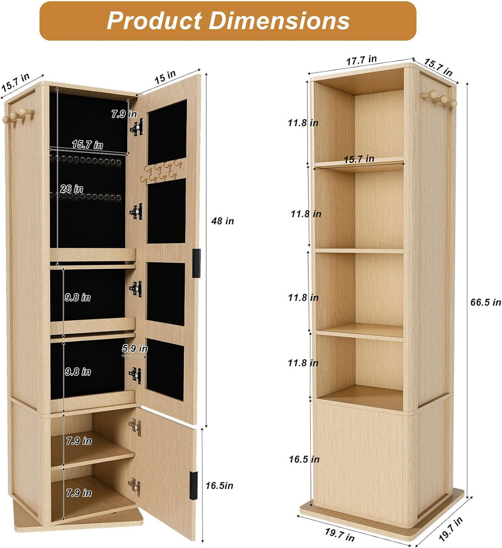 Jewelry Mirror Cabinet with Coat Rack
