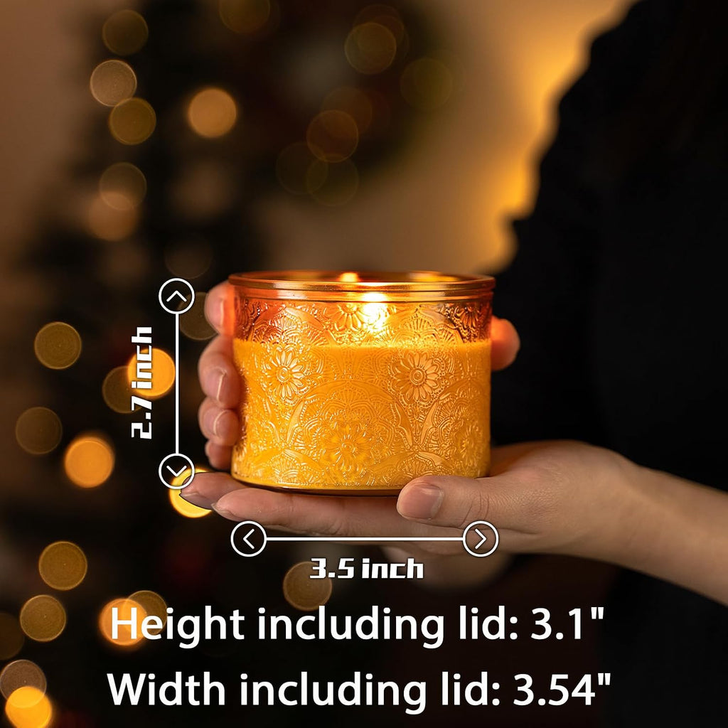 9Pcs Orange Mandala Glass Candle Jars Bamboo Lids