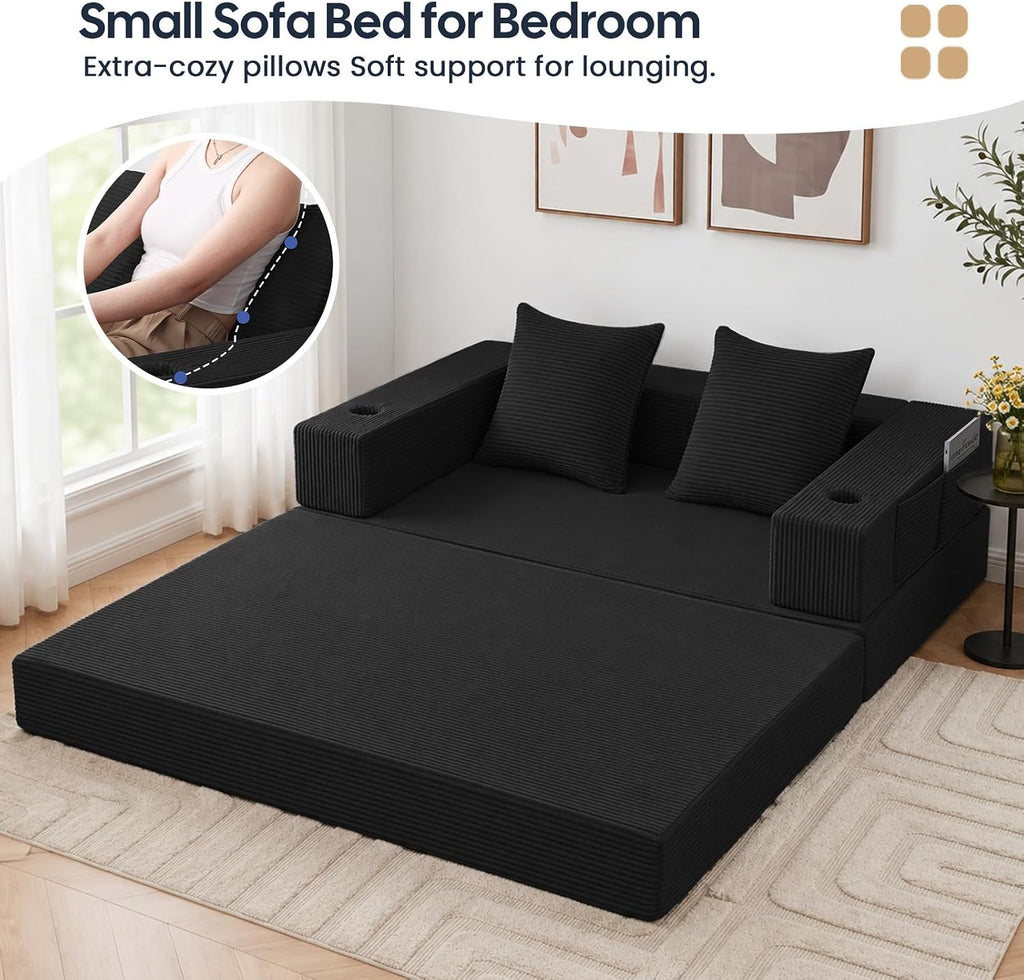 Black Boneless Convertible Futon Sofa Bed