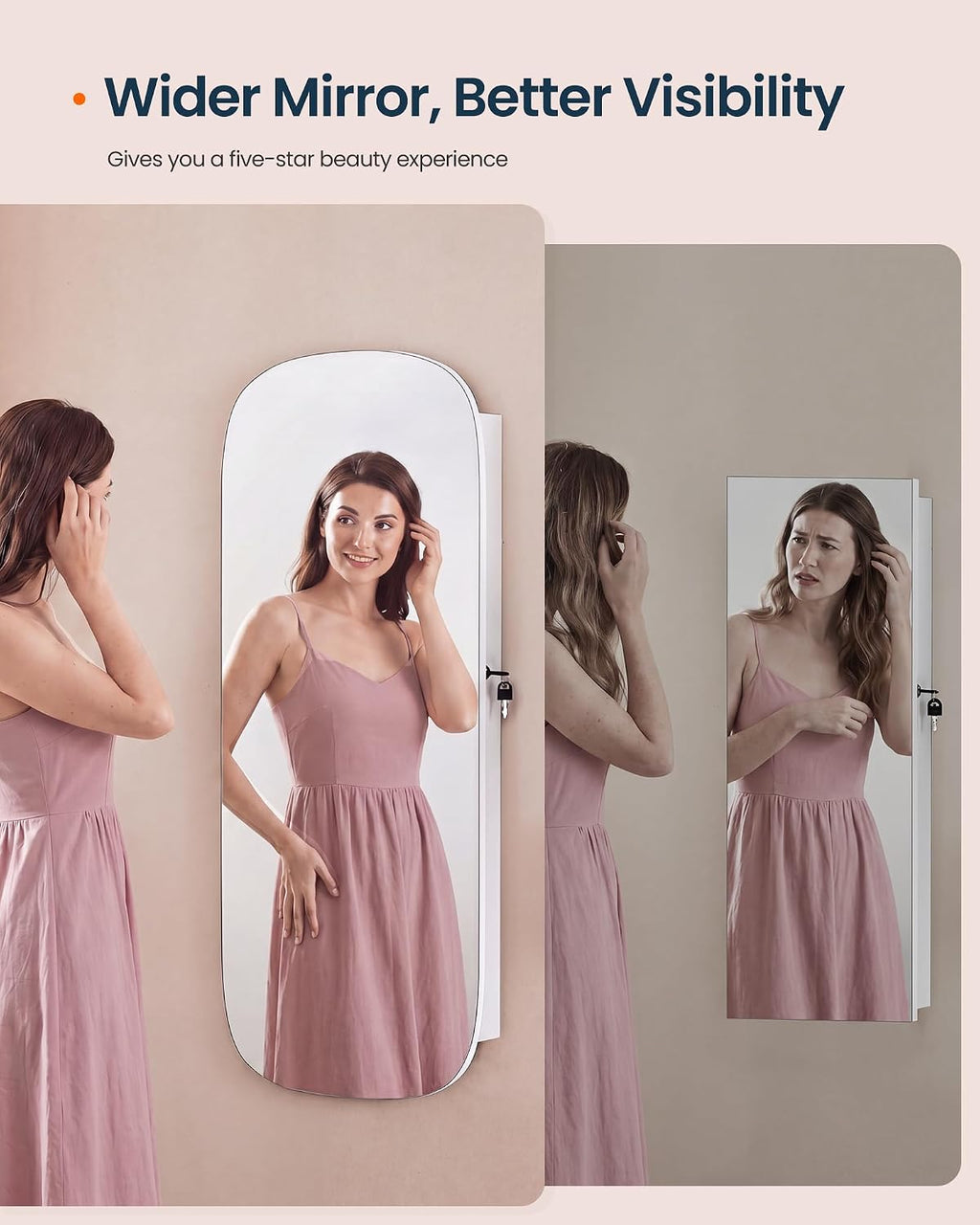 White LED Jewelry Mirror Cabinet