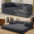 Dark Gray Corduroy 5-in-1 Convertible Floor Sofa Bed