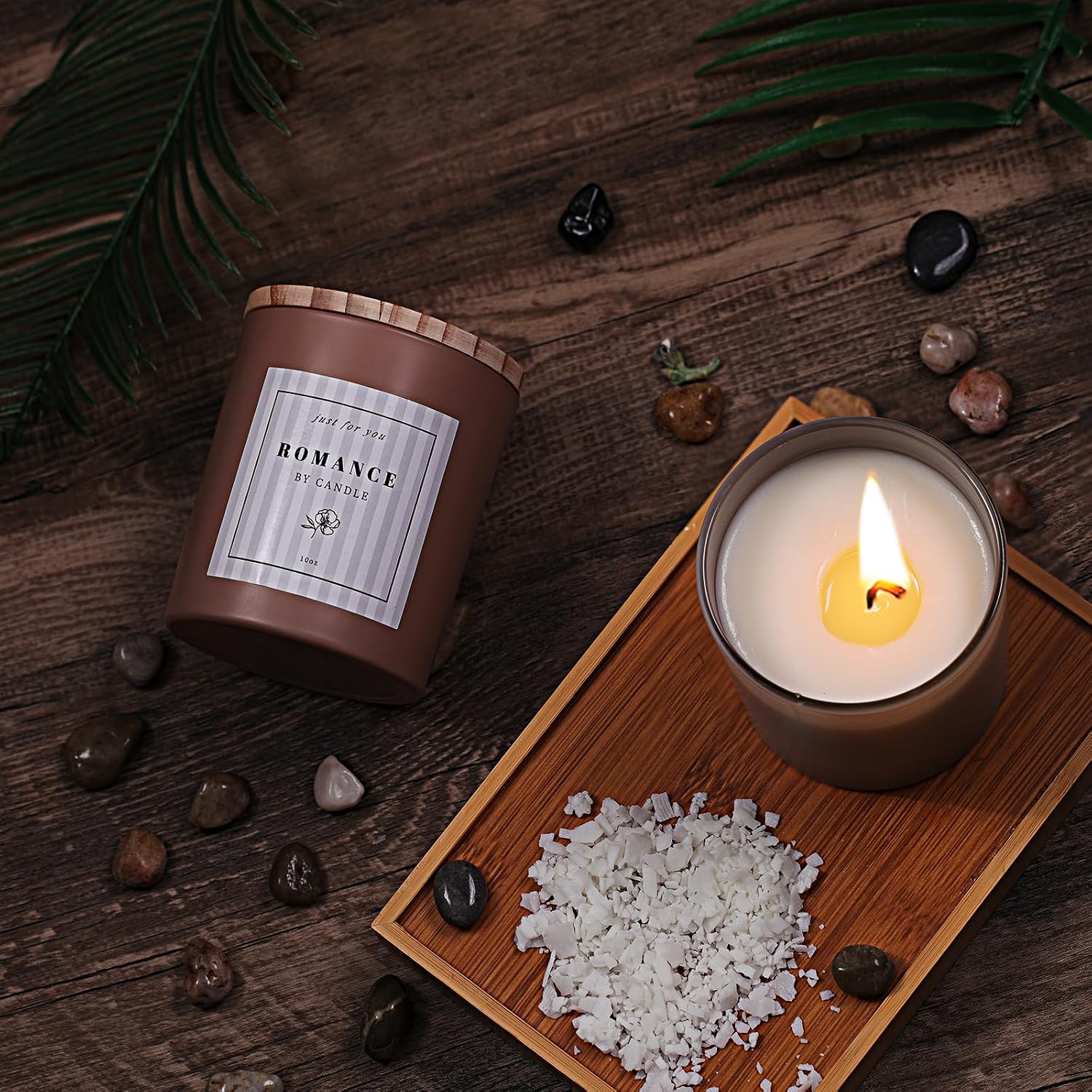 12Pcs Black Glass Candle Jars Bamboo Lids