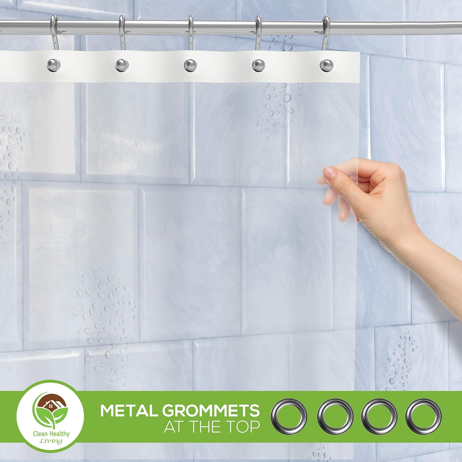Living Clear PEVA Shower Curtain Liner