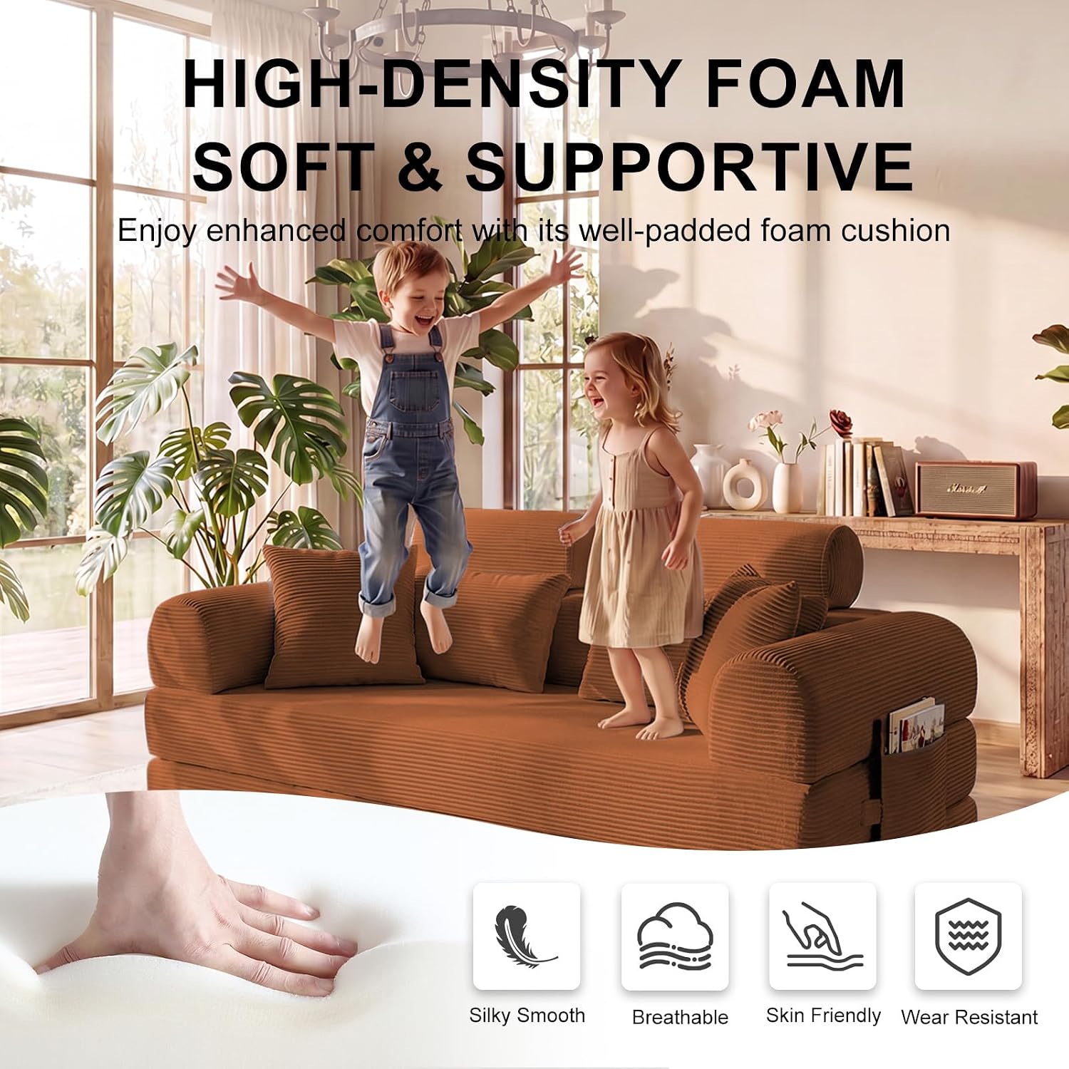 5-in-1 Boneless Convertible Floor Sofa Bed