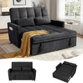 Black Velvet Convertible Pull Out Loveseat Sofa Bed