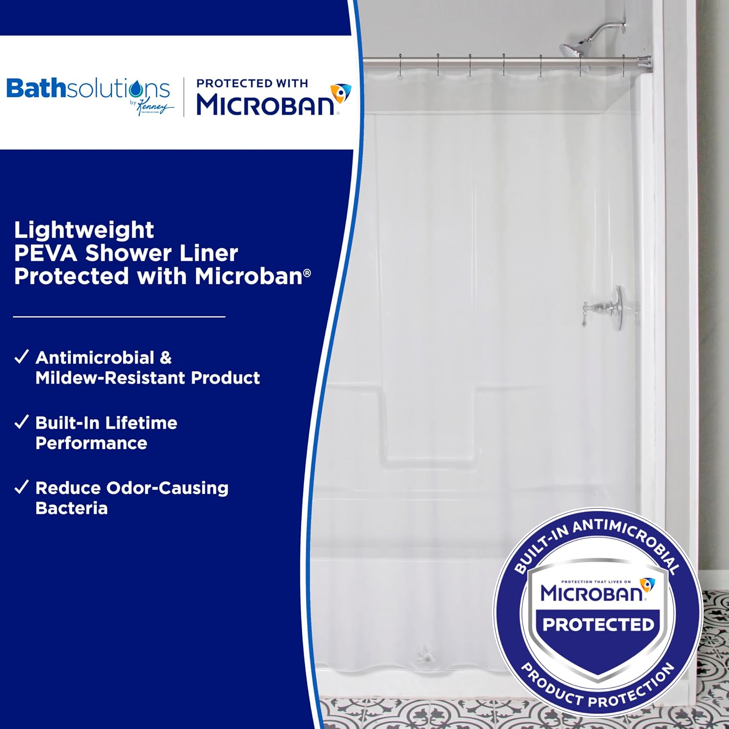 2-Pack Clear PEVA Shower Curtain Liner