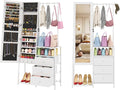 White Jewelry Mirror Cabinet with Clothes Rack