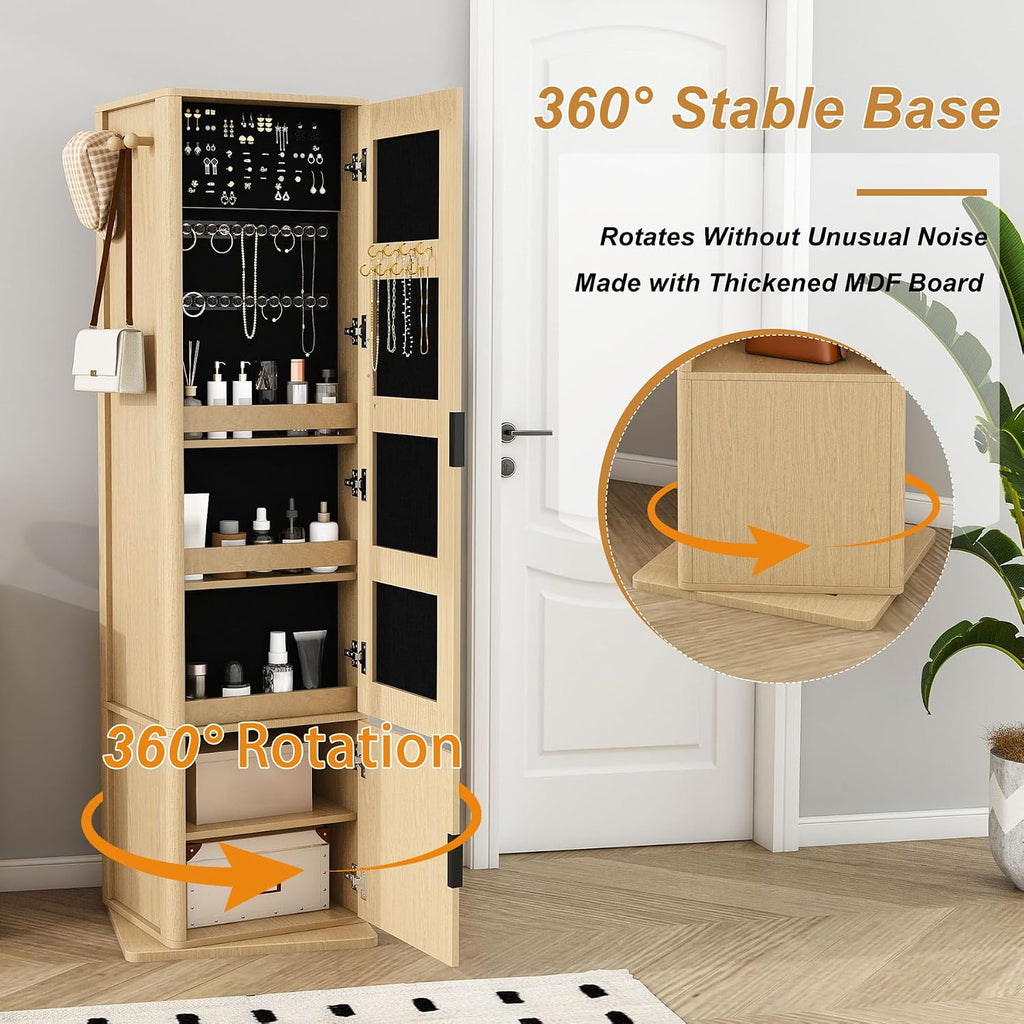Jewelry Mirror Cabinet with Coat Rack