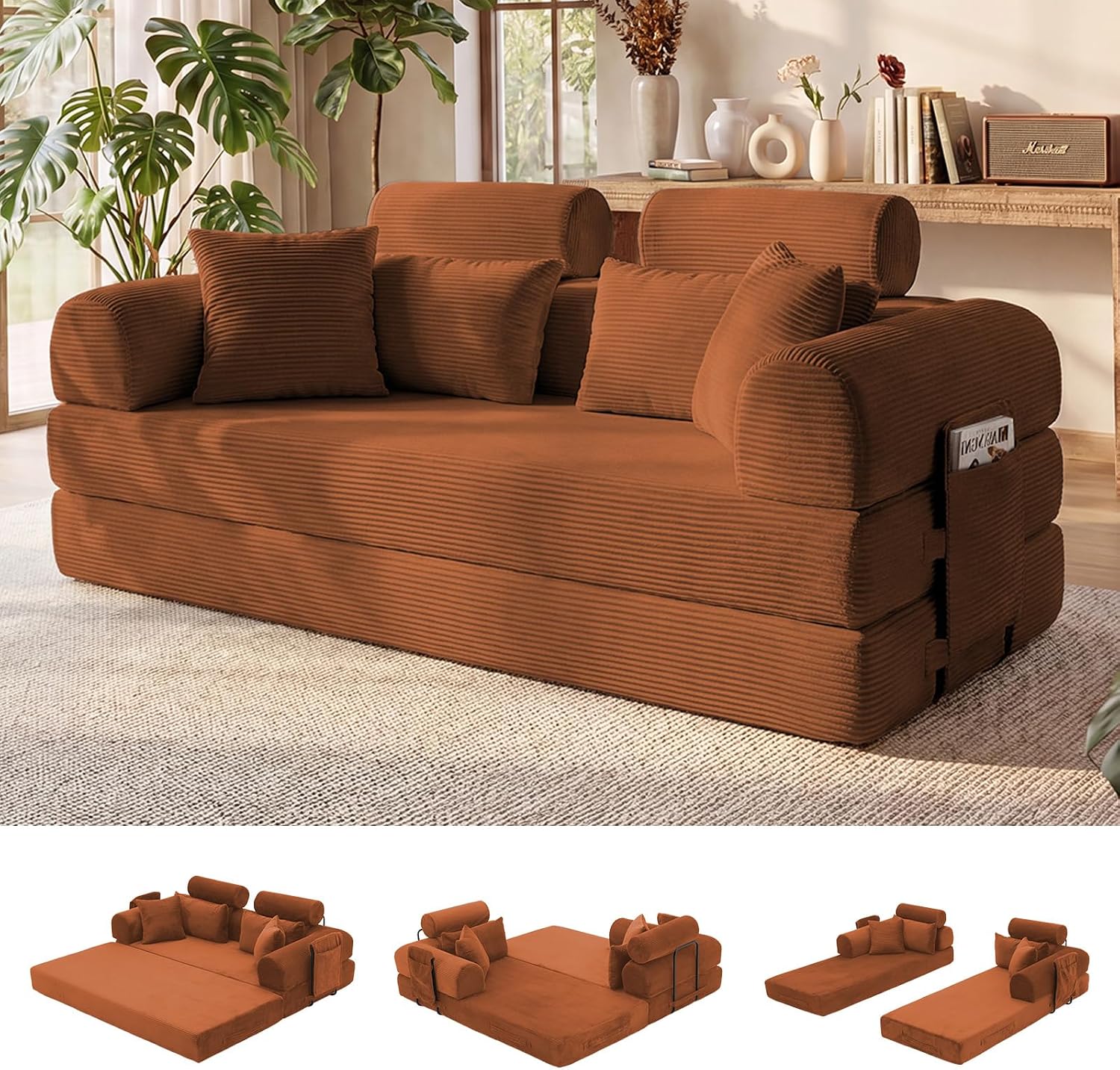 5-in-1 Boneless Convertible Floor Sofa Bed
