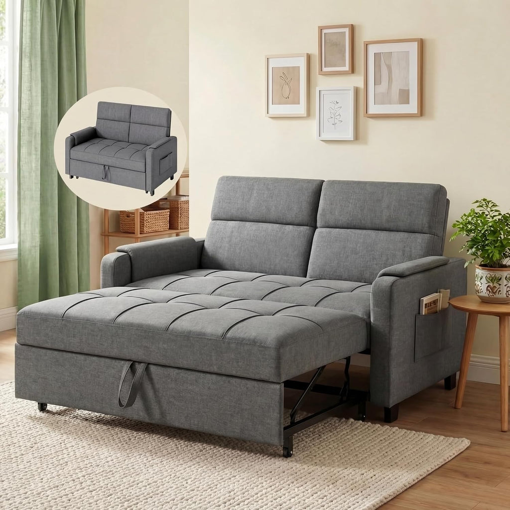 Grey Convertible Futon Sofa Bed