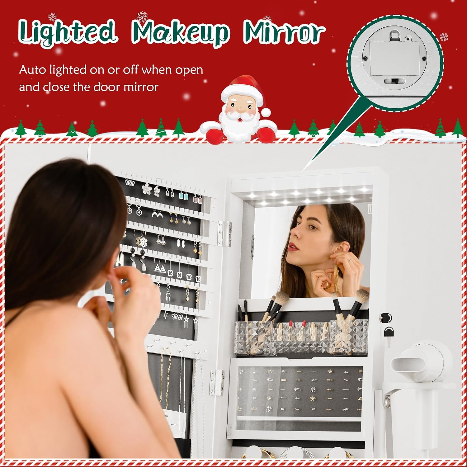 LED Standing Jewelry Mirror Cabinet