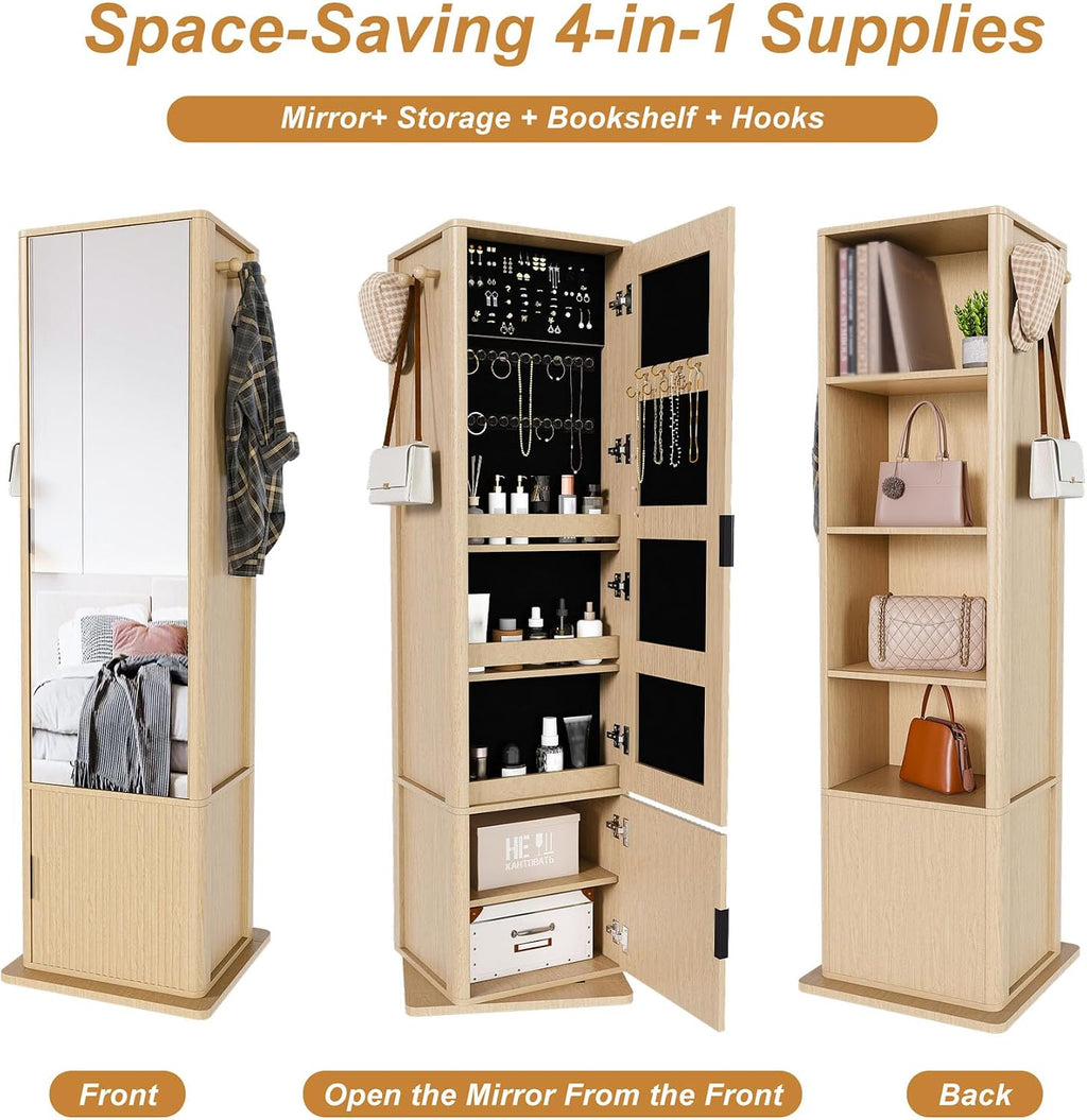 Jewelry Mirror Cabinet with Coat Rack
