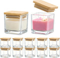 12 Pack Square Clear Glass Jars Bamboo Lids