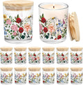12Pcs Wildflower Empty Candle Jar Wooden Lid
