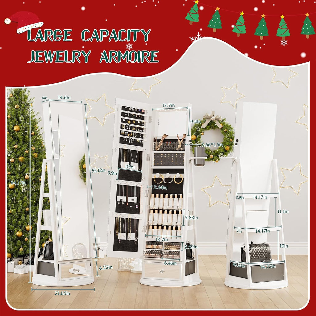 LED Standing Jewelry Mirror Cabinet
