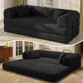 Black Corduroy 5-in-1 Convertible Floor Sofa Bed