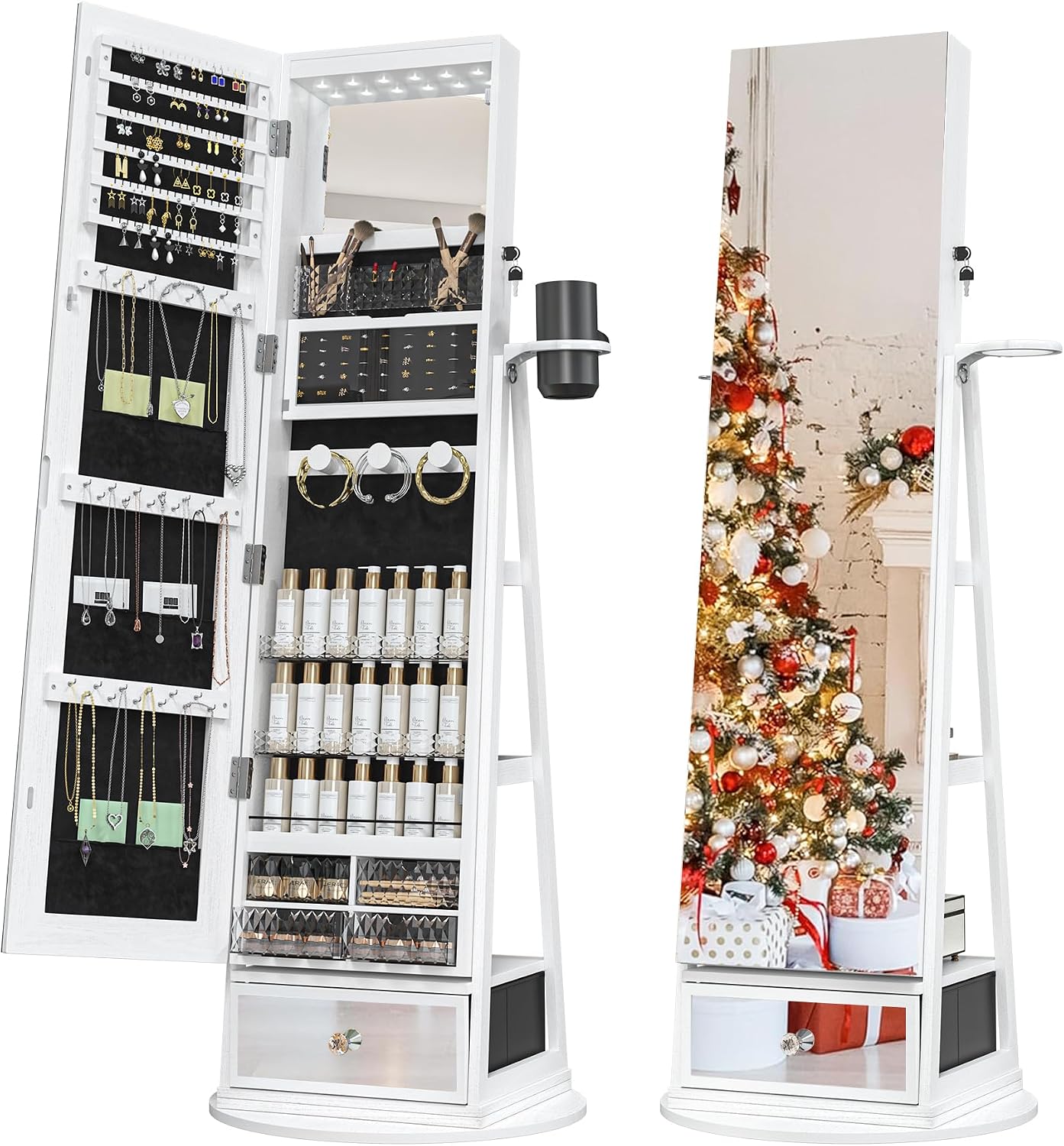 LED Standing Jewelry Mirror Cabinet