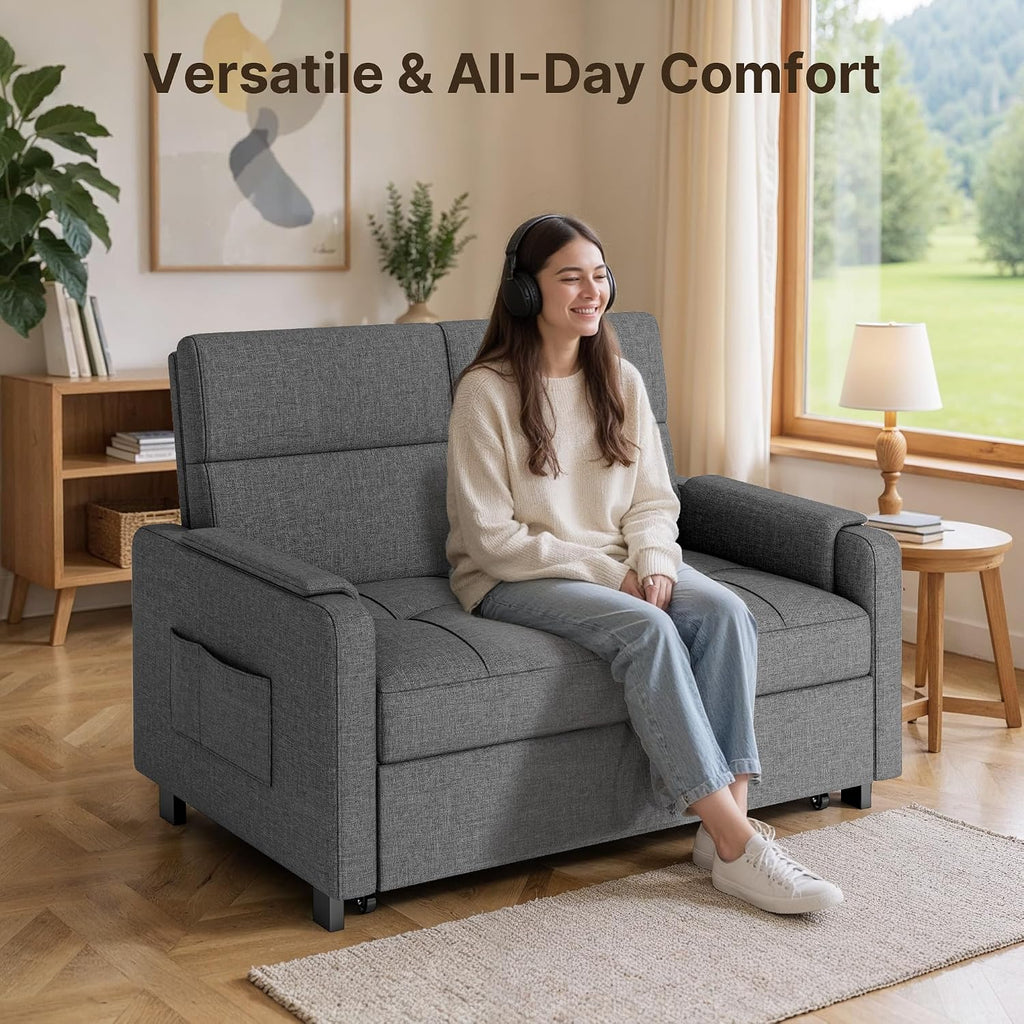 Grey Convertible Futon Sofa Bed
