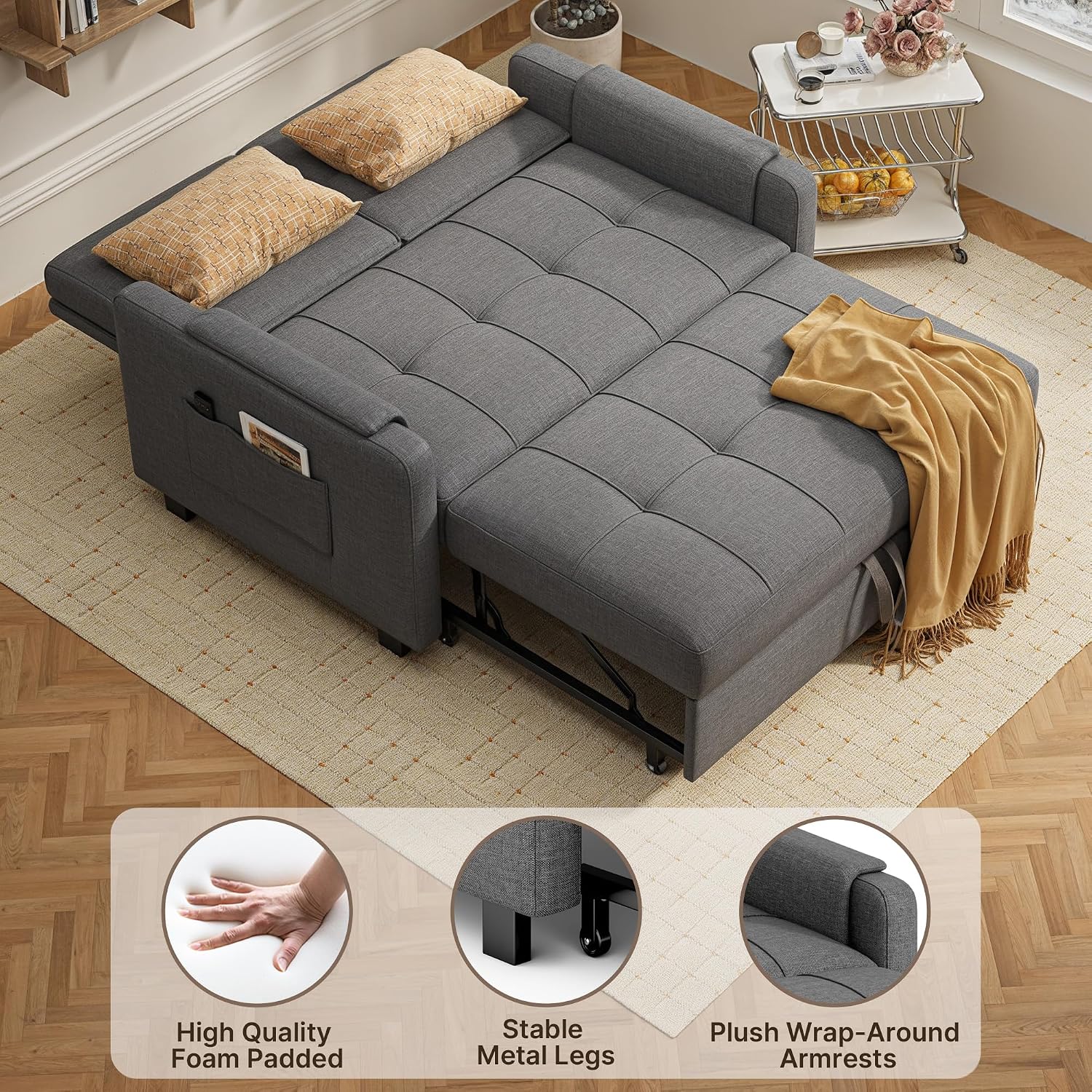 Grey Convertible Futon Sofa Bed